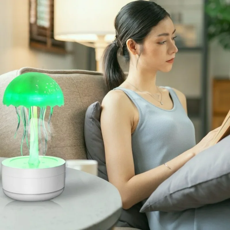 Jellyfish Humidifier Fragrance Diffuser Colorful Night Light Heavy Fog Essential Oil Diffuser Home Bedroom Office Air Humidifier