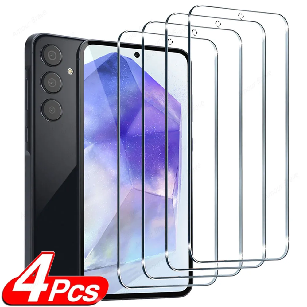 4Pcs HD Screen Protector For Samsung Galaxy A55 A35 A54 5G A15 A52s A53 A51 A71 A13 A12 A34 A50 A70 A33 A32 A14 Tempered Glass