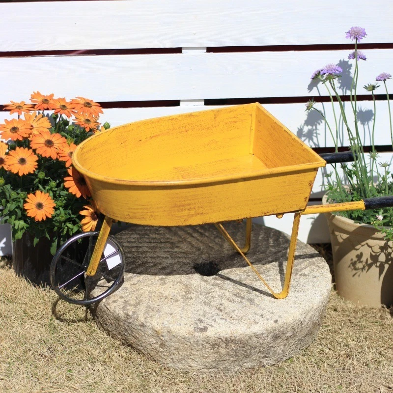 

Винтажная железная садовая тележка с подставкой для цветов, деревенский декор для улицы, портативный держатель для растений для патио, балкона, организации сада