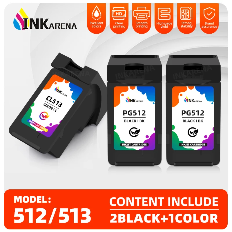 Inkarena PG 512 CL 513 Ink Cartridge Compatible for Canon PG-512 CL-513 for Pixma MP240 MP250 MP270 MP230 MP480 MX350 IP2700