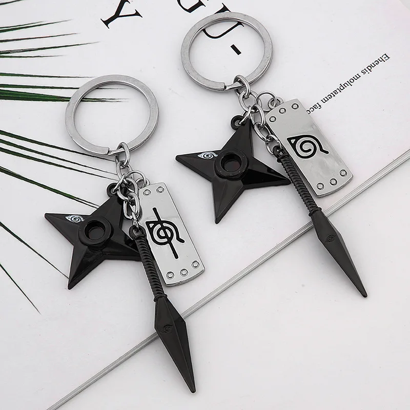 New Hokage Wood Leaf Rebel Endurance Forehead Protection Three Piece Set of Swords for Men with Hardship Alloy Keychain