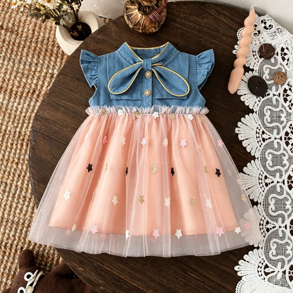 Baby Girl Dress Summer Mesh Star Princess Girl Dress Cute Beach Baby Dress Baby Girl Clothes ﻿