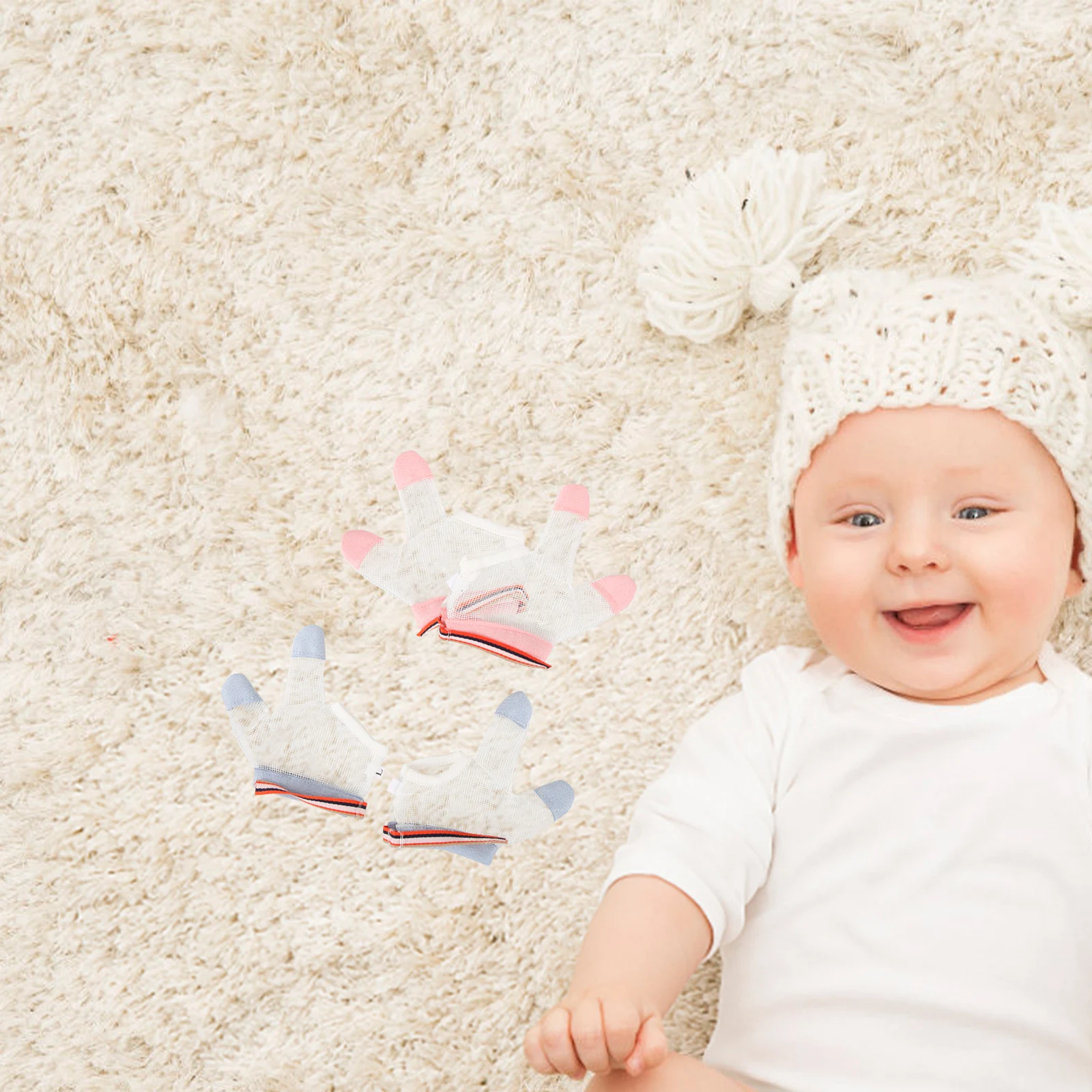 

2 Pairs Anti eating Gloves L Size Kids Protective Mittens Corrective Baby Hand Tool Breathable Fabric Gloves