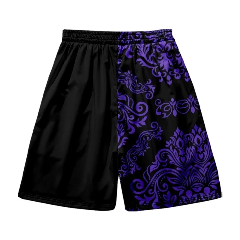 

Summer Fashion Purple Print Streetwear Beach Shorts Casual Loose Men Women Elastic Waist Gym Shorts Men Large Size 5XL 6XL