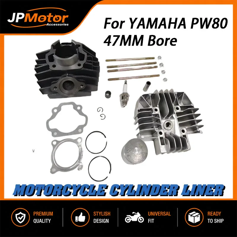 47MM Bore Cylinder kit Piston Ring Kit Gasket fit for YAMAHA PW80 PY80 1983-2006 Dirt Bike Engine Cylinder