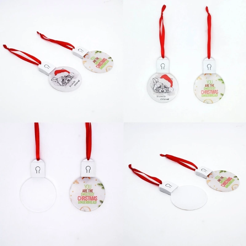 Unfinished Round Acrylic Christmas Ornaments DIY LED Light Sublimation Pendant