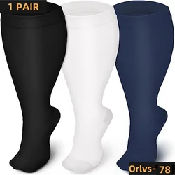 2XL-7XL Plus Size Compression Socks Solid Color Women Men Sports Running Yoga Extra Size Fat Sock for Sports Fitness Weight Loss