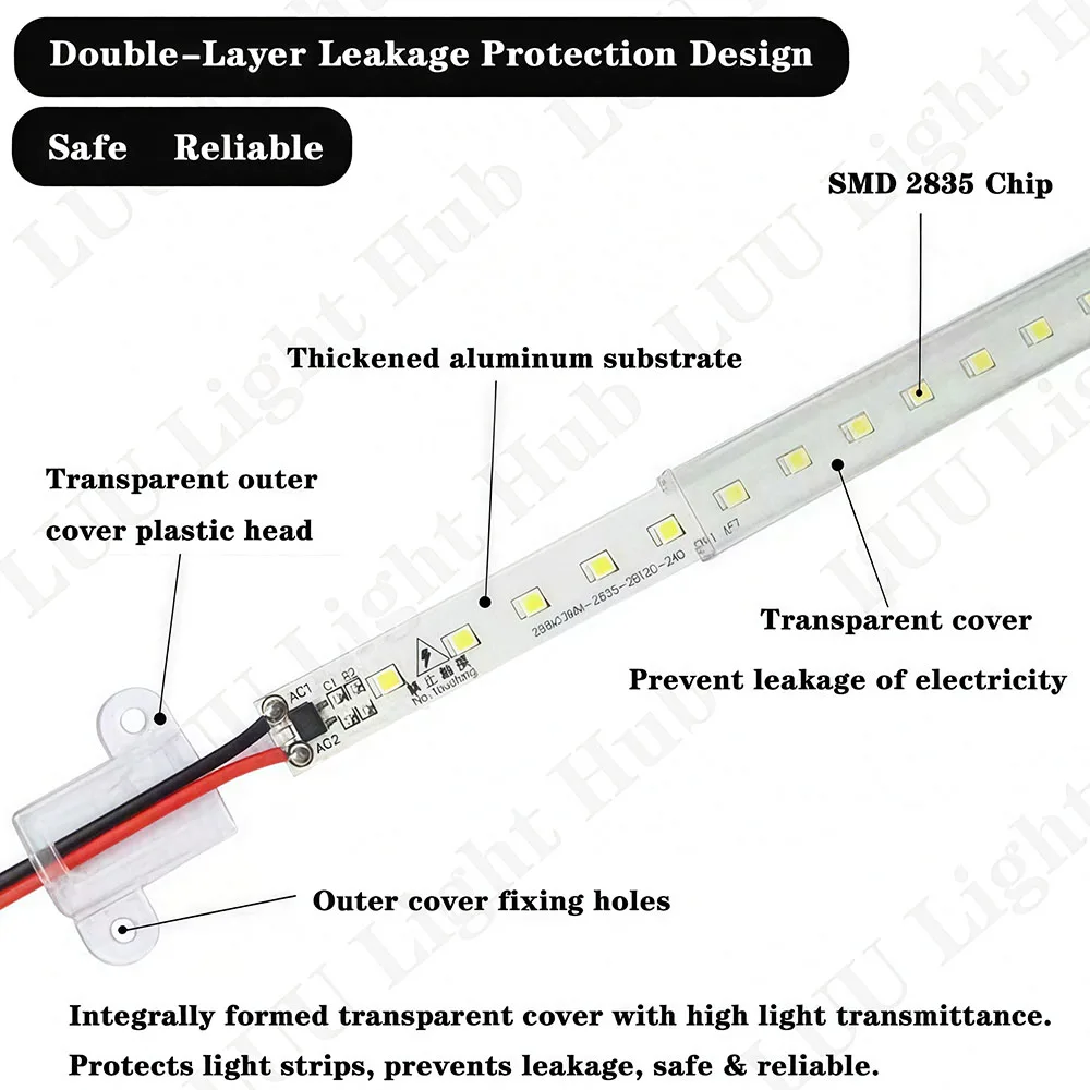 5PCS AC220V LED PCB Light 10CM 20CM 30CM 40CM 50CM 2-7W Warm3000K/Natural4000K/White6000K SMD2835 High Brightness LED Hard Strip