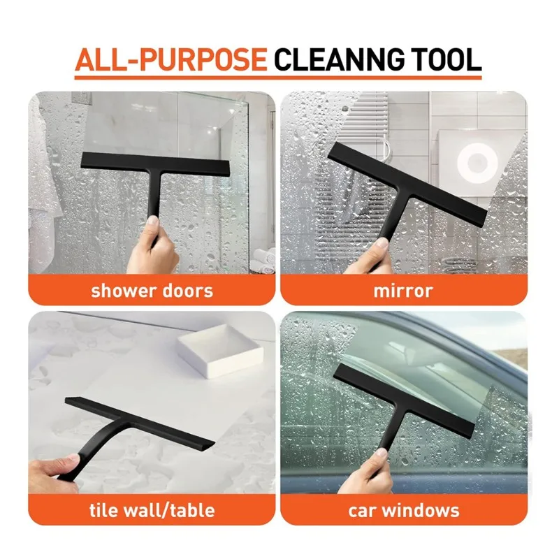 

AT69 -Streak-Free Matte Black Silicone Squeegee For Glass For Glass Bathroom Shower Doors Mirrors Tiles Windows Cleaning