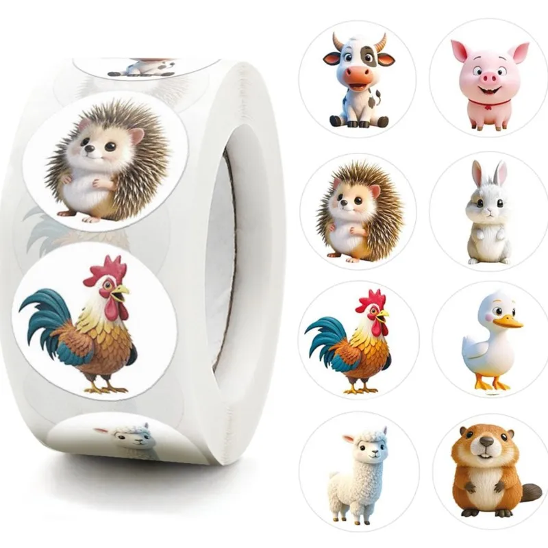 

100-500pcs Cartoon Animals Stickers Reward Student Label Decals Gift Envelope Encourage Sticker Office Stationery Sticker