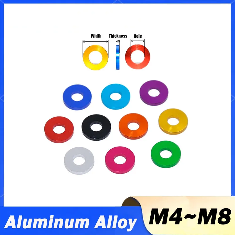 5Pcs Colourful Aluminum Alloy Flat Washer M4 M5 M6 M8 Anodized Aluminum Alloy Gasket For Screw RC/FPV/PC/Drone