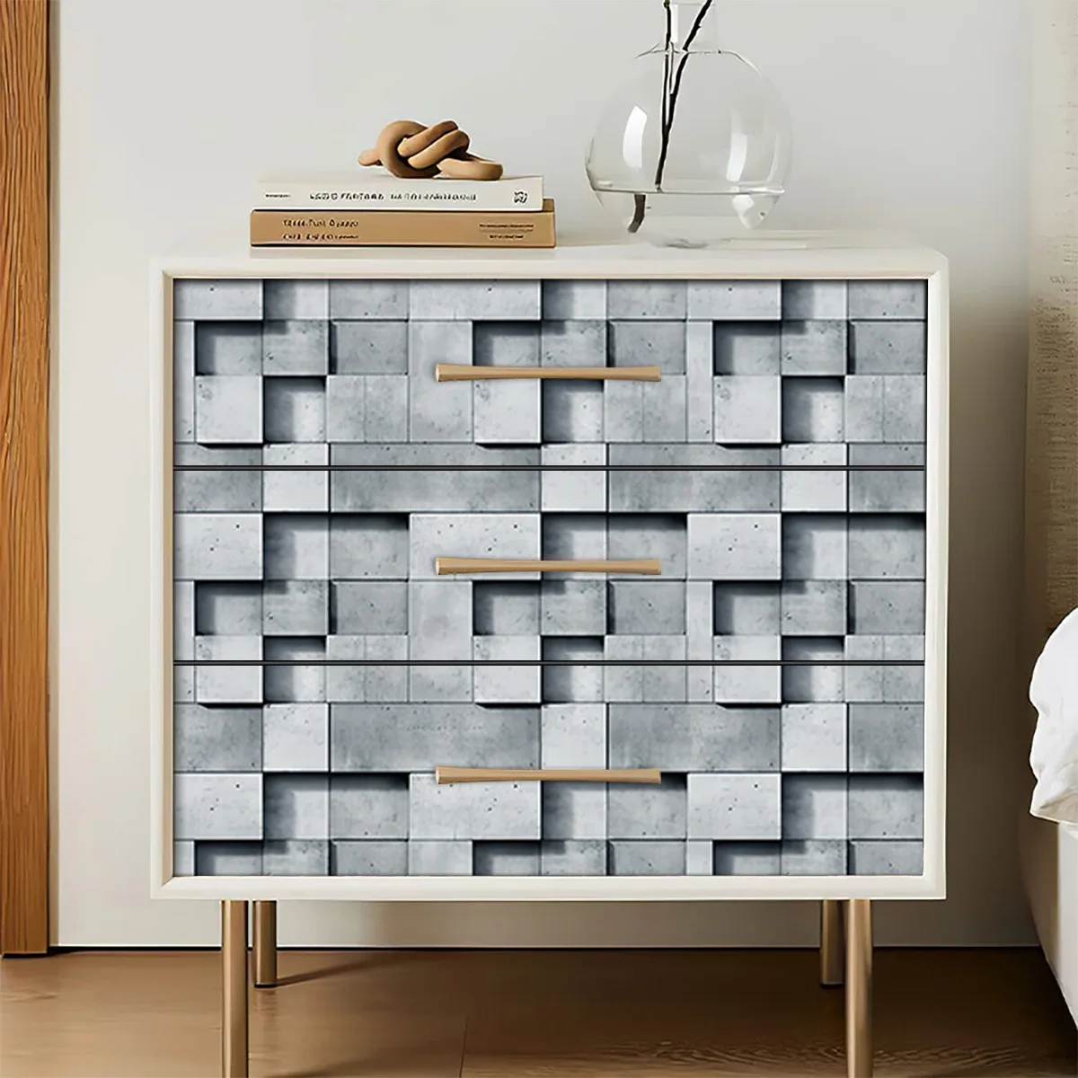 Grey Brick Wallpaper Peel and Stick Faux 3D Brick Contact Paper for Backsplash Bedroom Self Adhesive Wall Paper Waterproof