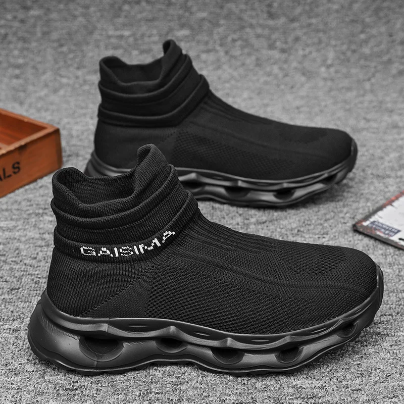 

Мужская повседневная обувь с высоким берцем и мягкой подошвой, дышащая, удобная, без шнуровки, 2025 г., уличные мягкие прогулочные кроссовки для мужчин