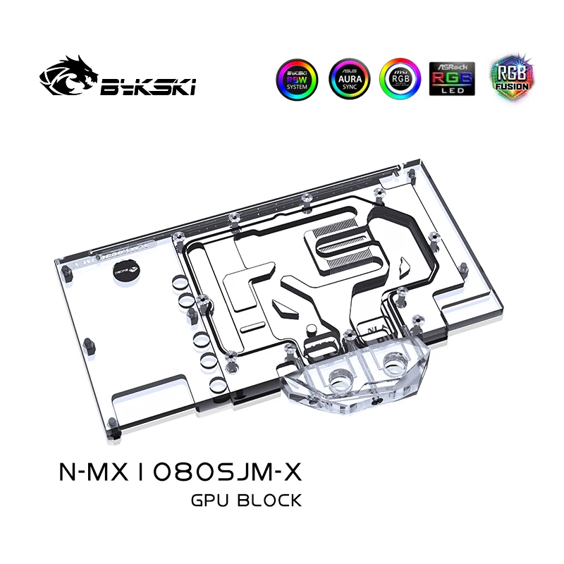 BYKSKI Full Cover Graphics Card Water Block use for Palit/MAXSUN/XENON GTX1080 Super JetStream 8G/ GTX1070TI GameRock 8G RGB