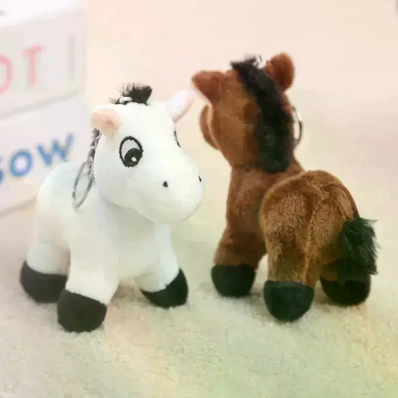 1 pçs dos desenhos animados pônei pingente de pelúcia animal cavalo brinquedo chaveiro mochila ornamentos pendurado decoração