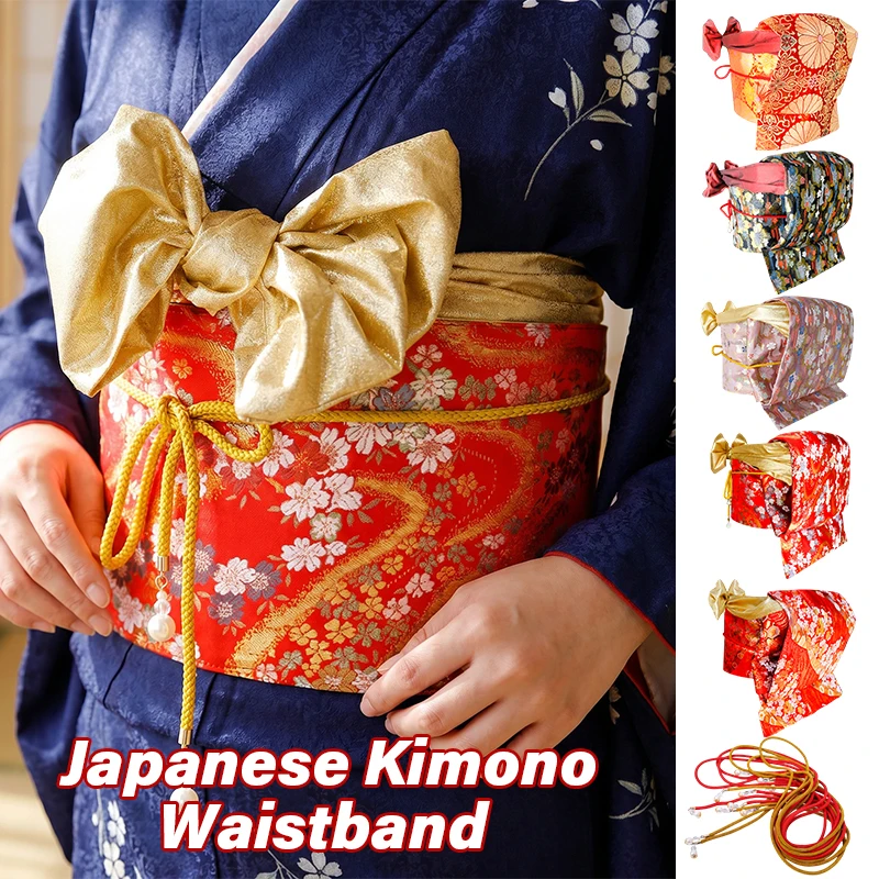 

Women Japanese Style Kimono Obi Brocade Belt Knot Waistband Traditional Japanese Waist Seal Kimono Accessory Decoration