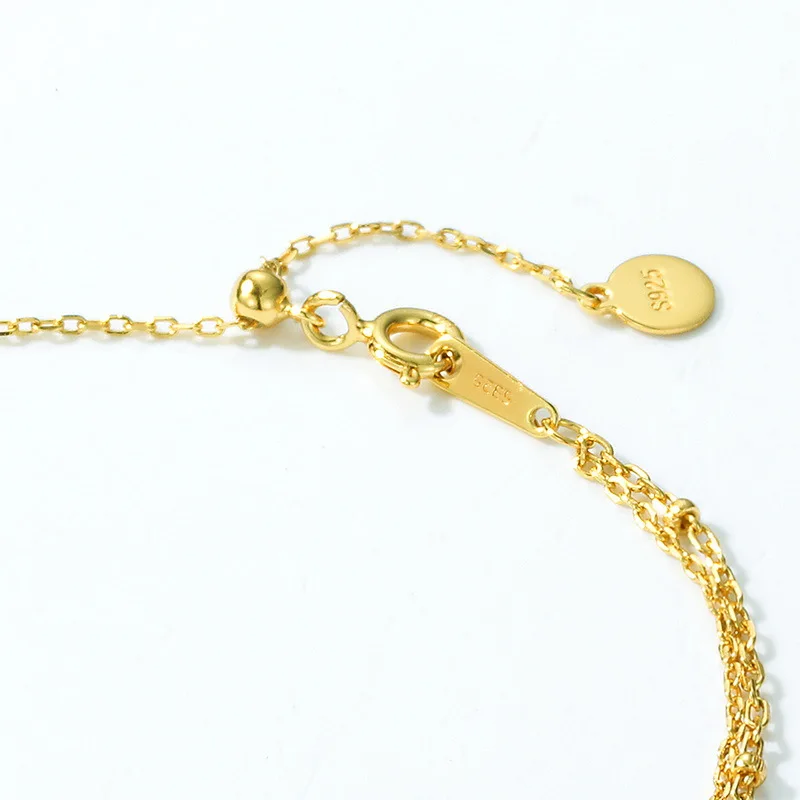 

New Double-layer 18K Gold PT950 Platinum Silver Plated 7-layer Gold Bracelet for Women with Geometric Cross Chain Beads