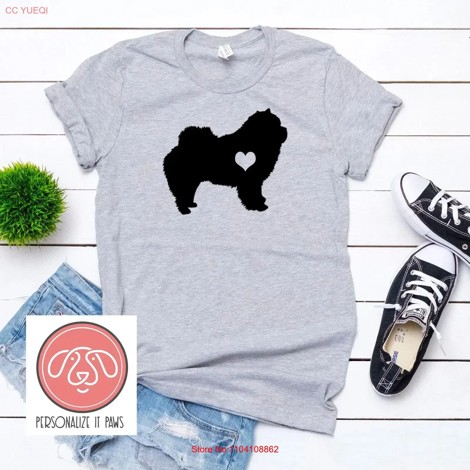 Camiseta Chow Heart Dog Vintage Lavada, Informal, Transpirable, con Gráficos, Estilo Urbano, Unisex, Ropa de Diseñador, Cómoda