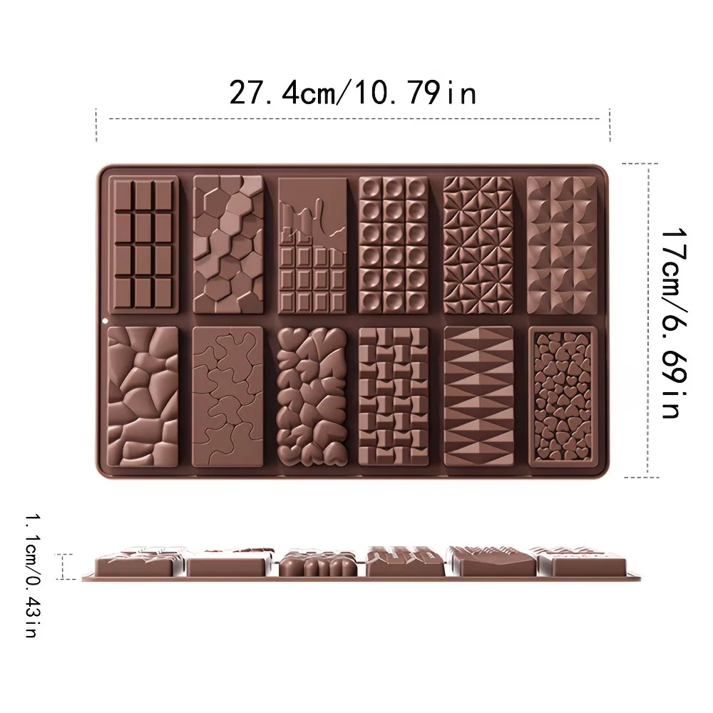 Moldes de Silicona para Chocolate - Moldes de Silicona de Grado Alimenticio para Dulces de Chocolate, Resistentes al Calor, Moldes para Barras de Cereal Nutritivas