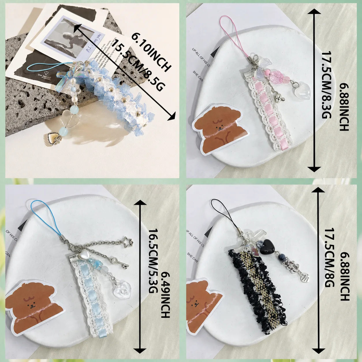 Keys Hanging Chain Fresh Acrylic Lace Key Chain Tablet Decorative Hanging Chain Sweet For Mobile Phone Tablet Daily Use