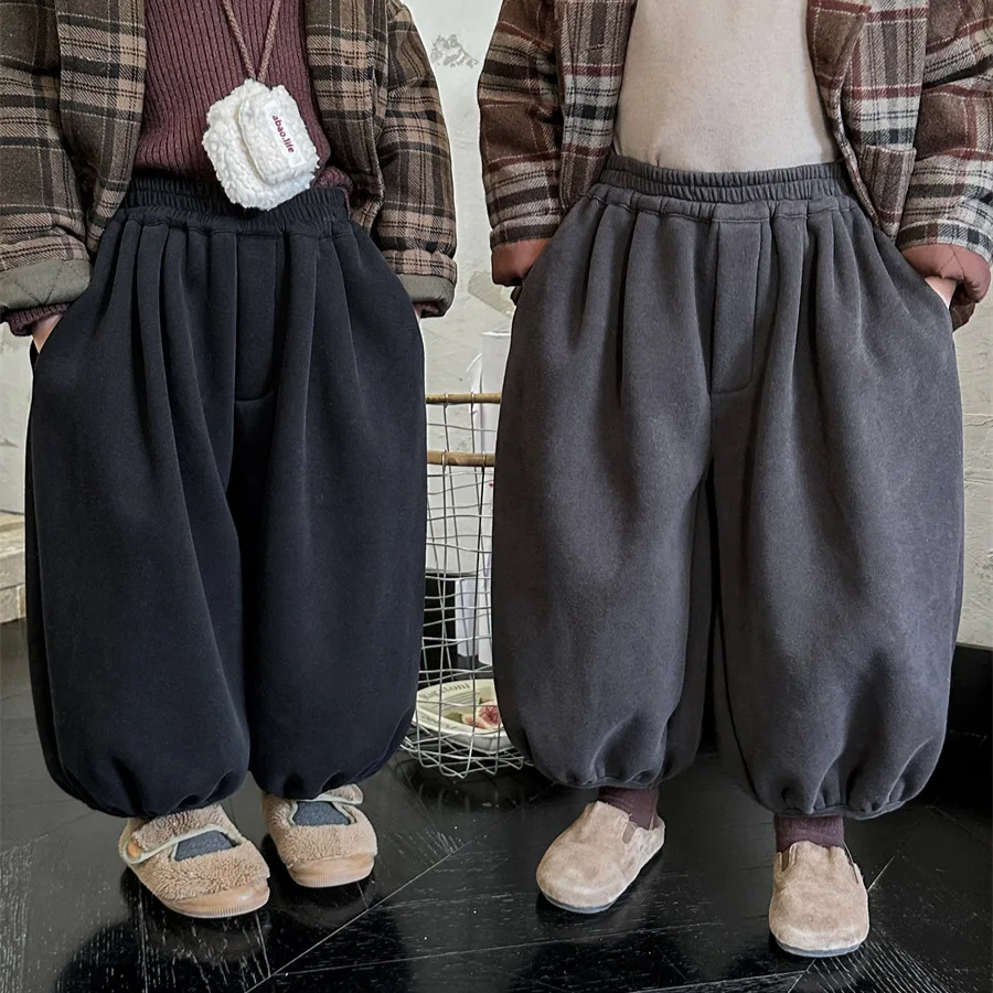 

2025 Children's Winter Sweatpants Boys and Girls Baby Loose Thickened Bloomers Trousers
