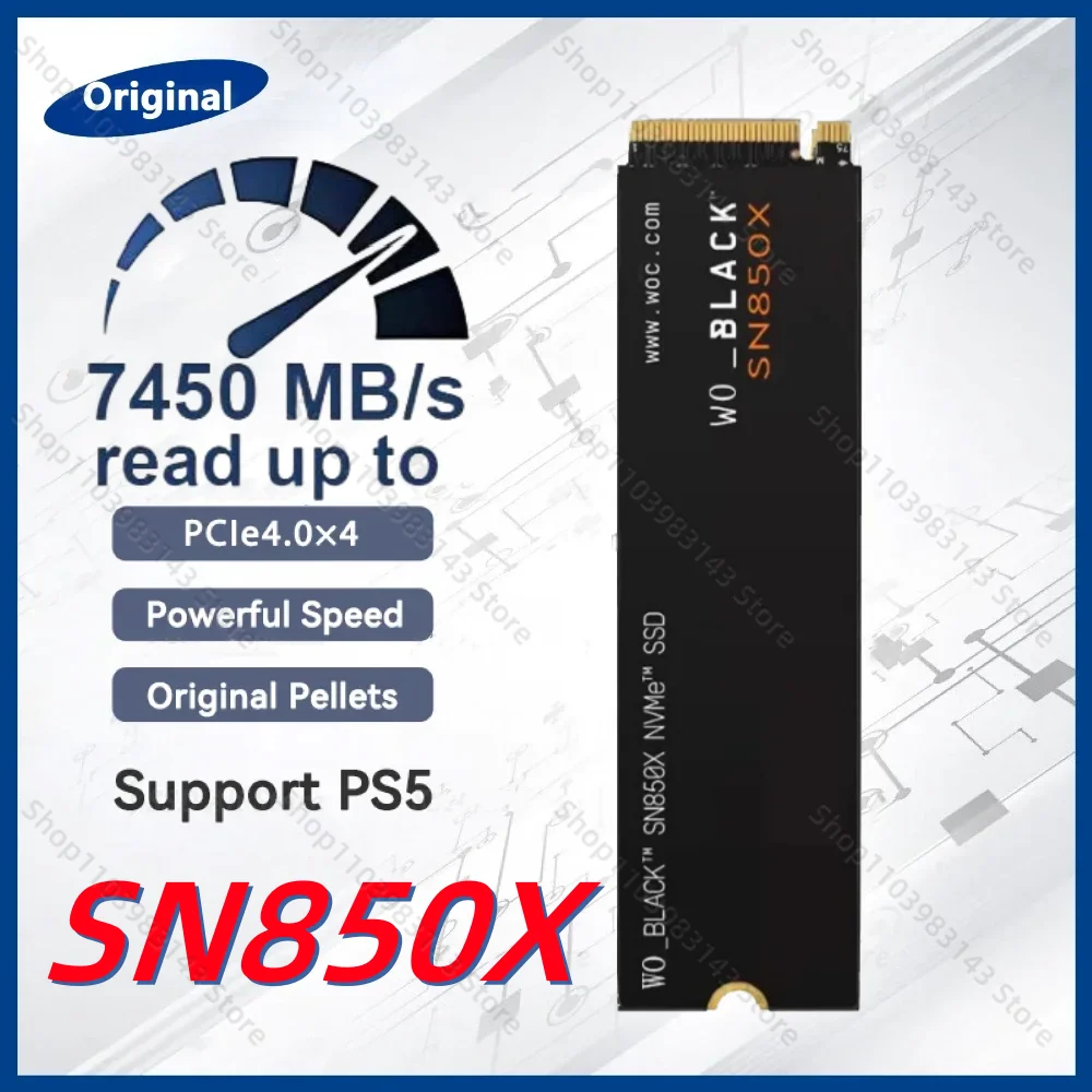 BLACK SN850X 1TB 2TB 4TB M.2 2280 PCIe Gen 5 NVMe Internal Gaming SSD Solid State with Heatsink up to 12000MB/S read speed