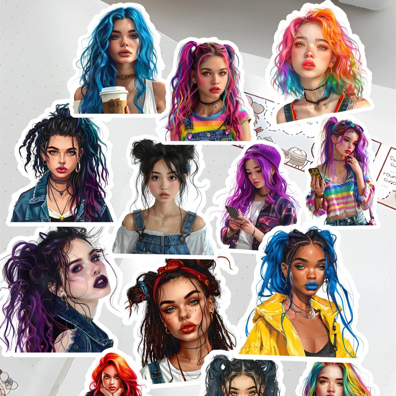 

17pcs cute Fashionable, modern, avant-garde girl stickers for Luggage Laptop Skateboard Car Bicycle Decal Pegatinas waterproof