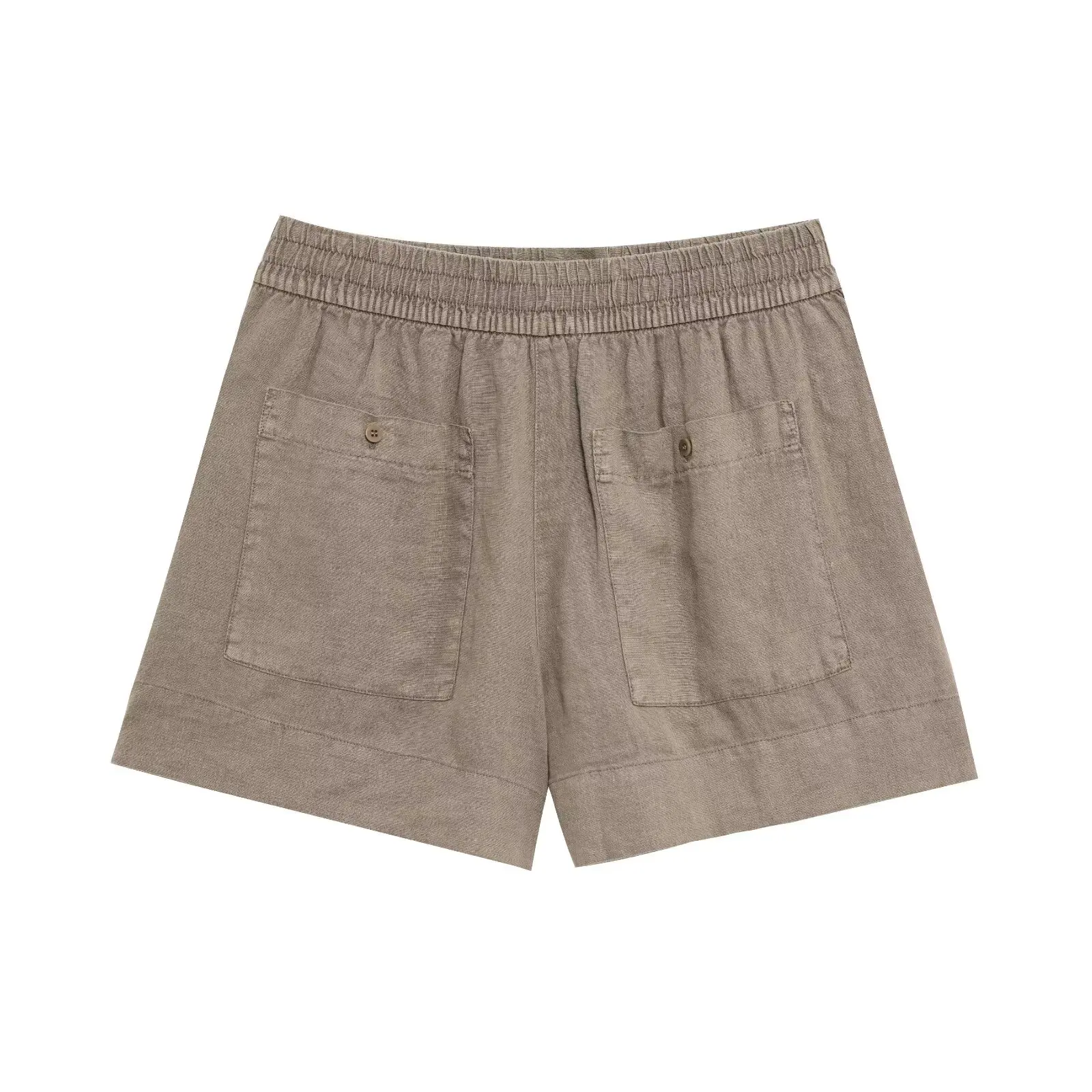 قميص نسائي كاجوال بأكمام طويلة ورقبة على شكل حرف V شورت متوسط الخصر بلون سادة شورت صيفي جديد #5