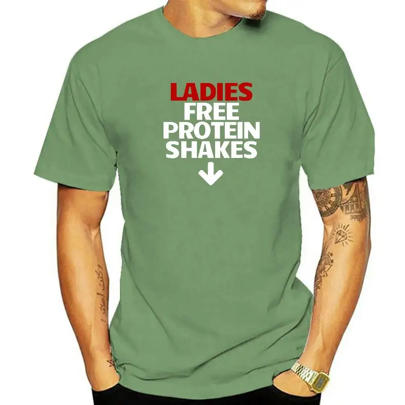 

Ladies Free Protein Shakes T Shirt Printed Tops & Tees Cotton Men T Shirts Printed Oversized Christmas Tee Shirt