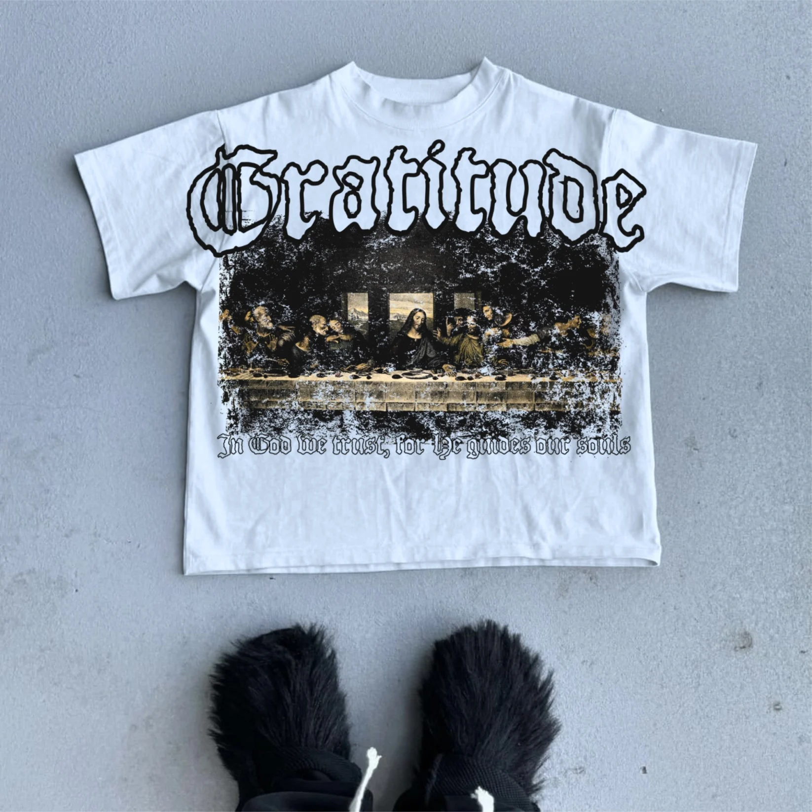 

The Last Supper Graphic Print Cotton T-shirt Men Y2K Summer Short Sleeves Oversize Y2K T-shirt Streetwear Women Casual Tee Tops