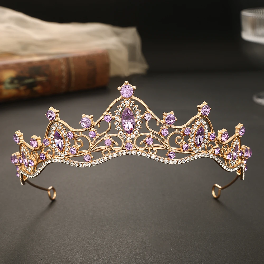 Свадебная корона, золотые свадебные аксессуары для волос, хрустальные стразы, свадебные диадемы и короны для невесты, головной убор, диадема, украшение для волос