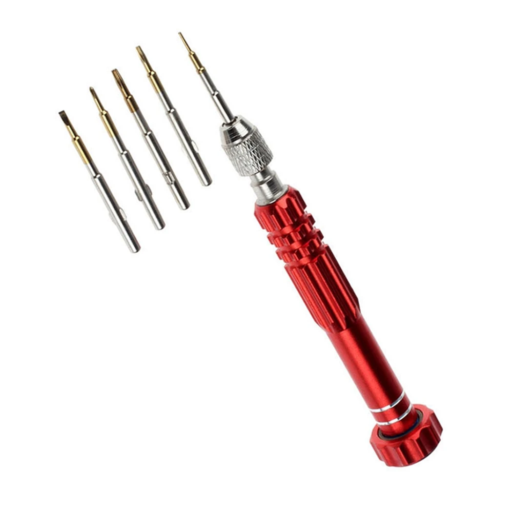 Red 5 In 1 Precision Torx Screwdriver Cellphone Watch Repair Mixed Set Precision Screw Phone Watch Repair Tool Kit Durable