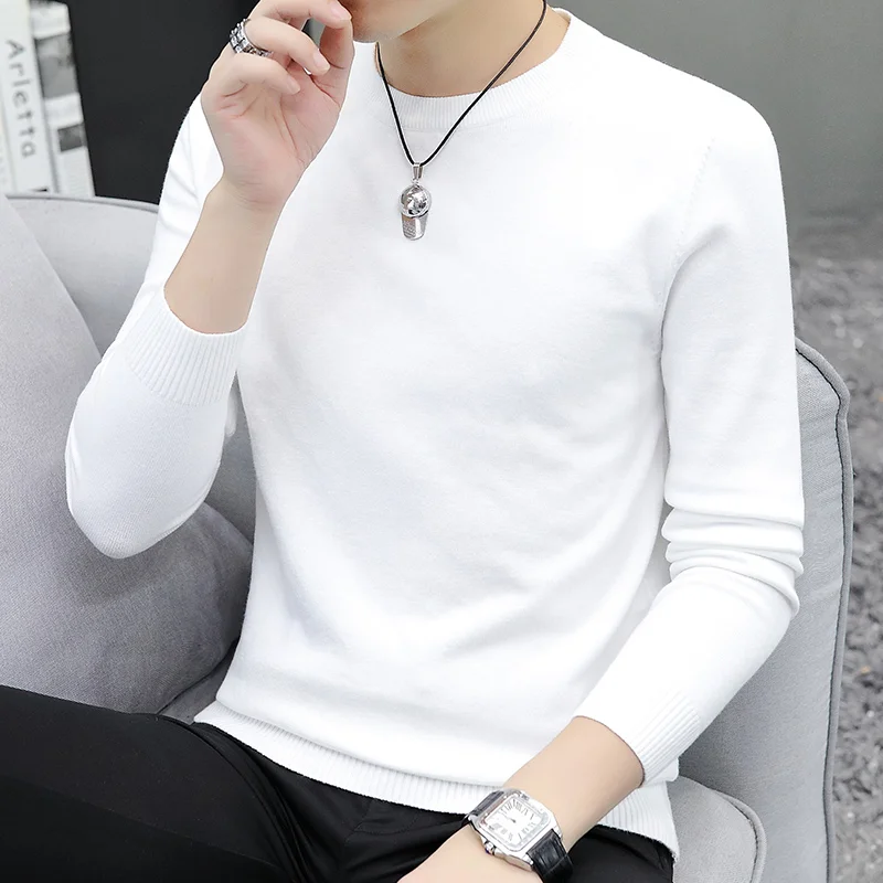 

Мужской повседневный вязаный свитер с круглым вырезом, универсальный, свободного кроя, для молодежи, размеры S-55, осень-зима