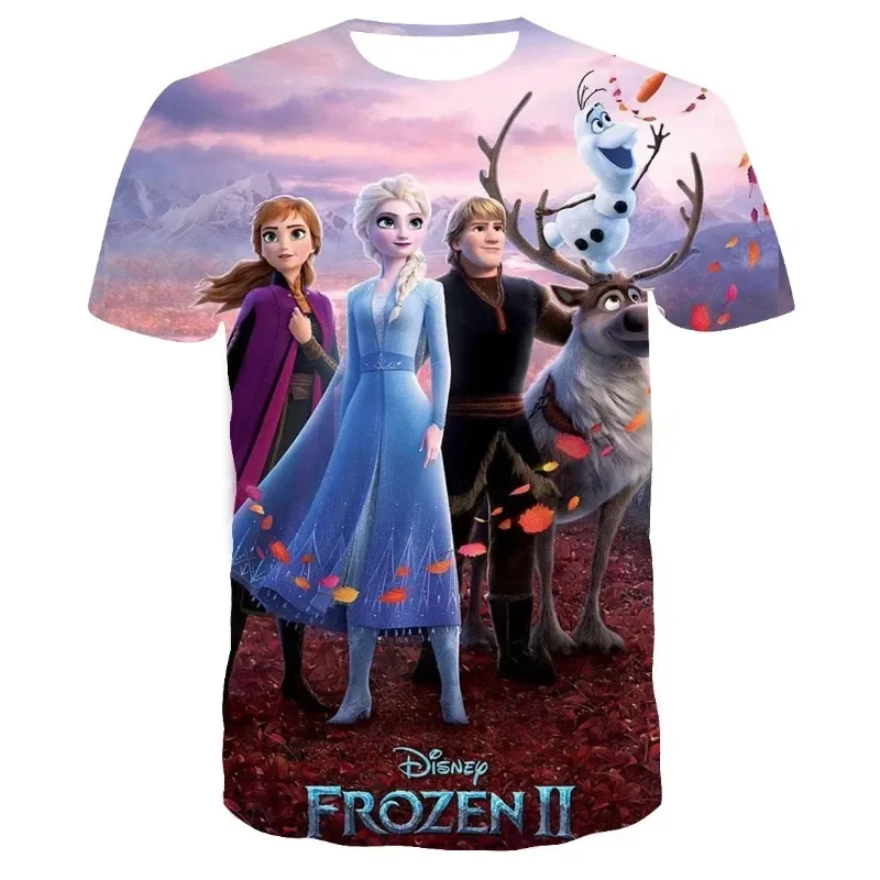 

Miniso Disney Frozen Elsa Anna T Shirt Kids Streetwear Short Sleeve Children Tshirts Boys Girls Tops Men Women Clothing T-shirt