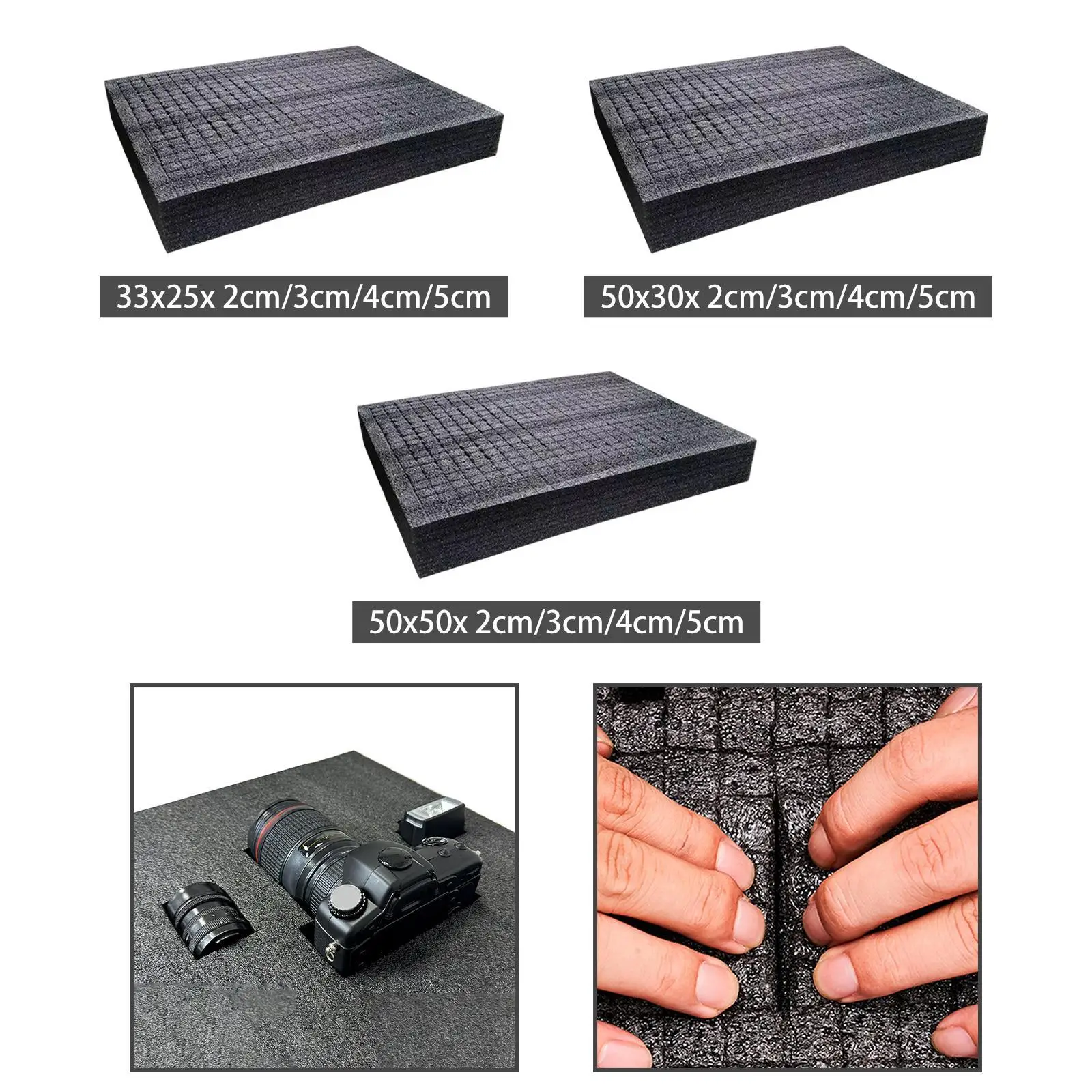 Packing Foam Sheet Foam Inserts for Case Professional Shock Proof Plaid Sponge DIY Folding Shockproof Sponge for Transporting