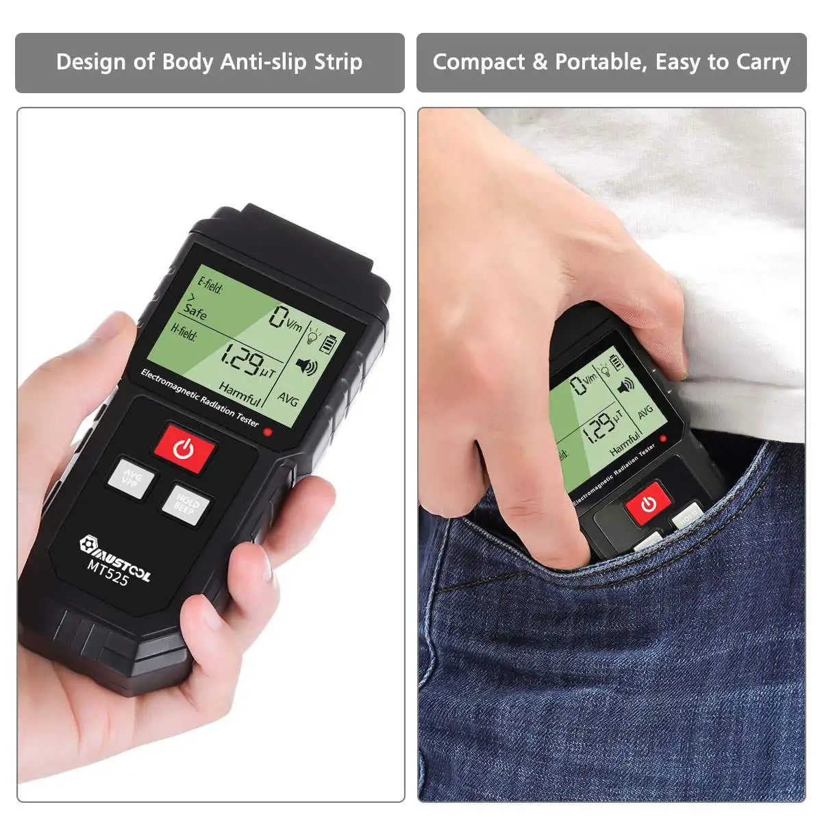 MUSTOOL MT525 Electromagnetic Radiation Tester Electric Field & Magnetic Field Emf Meter Portable Counter Emission Dosimeter