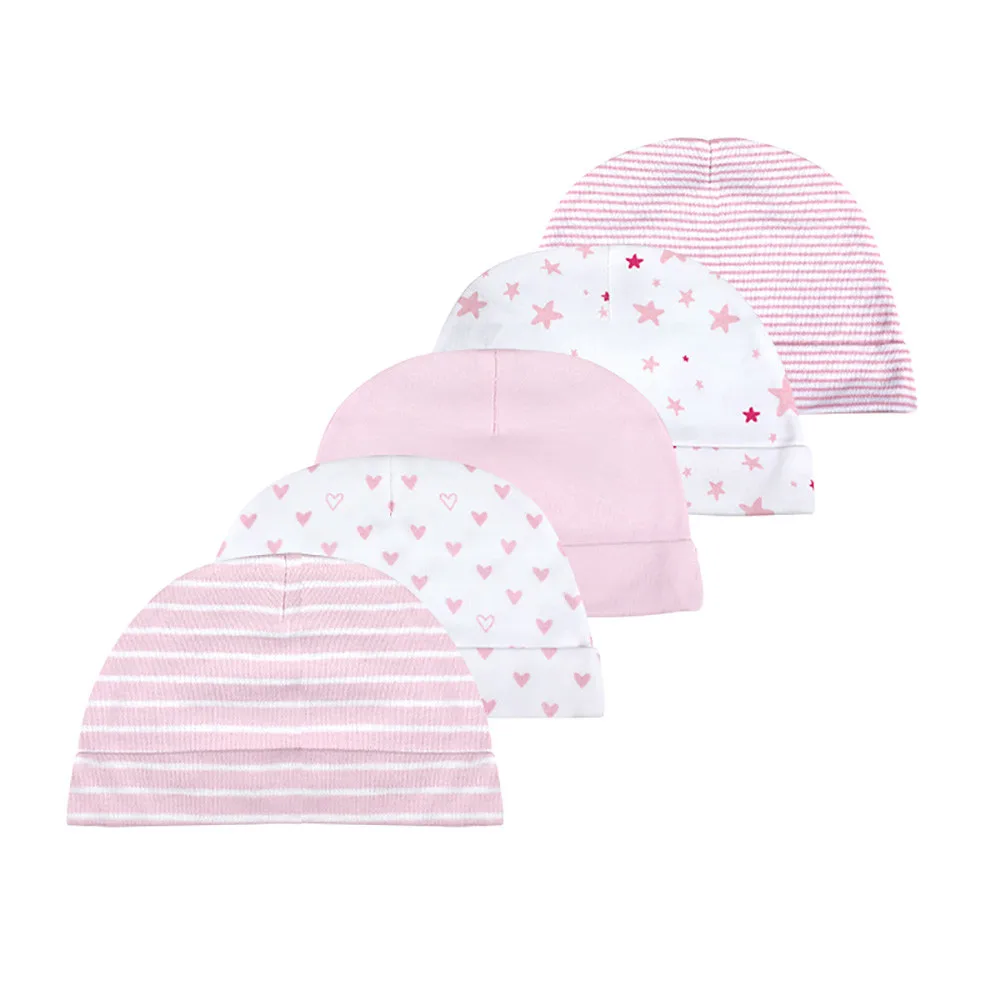 5 Pcs Infant Caps 100%Cotton Fashion Casual Cute 0-6Months Newborn Boy Girl Hats Soft Baby Accessories