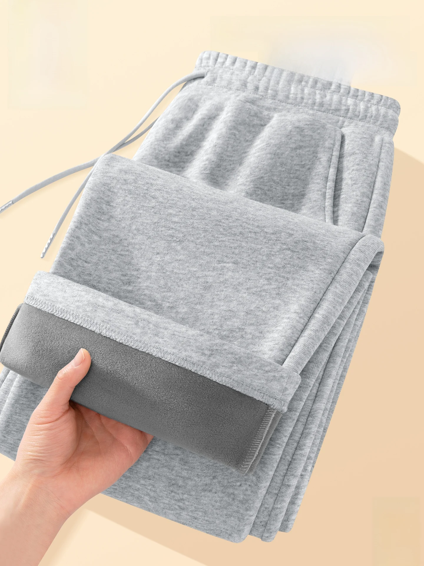 

Мужские свободные брюки прямого кроя с флисовой подкладкой, повседневные спортивные штаны, весна 2026, молодежные, из полиэстера, Vitali Sle C...