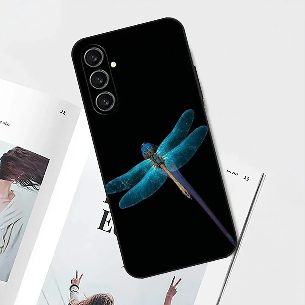 Dragonfly Animal Phone Case For Samsung S24,21,22,23,30,Ultra,S20,Plus,Fe,Lite,Note,10,9,5G Black Soft Cover