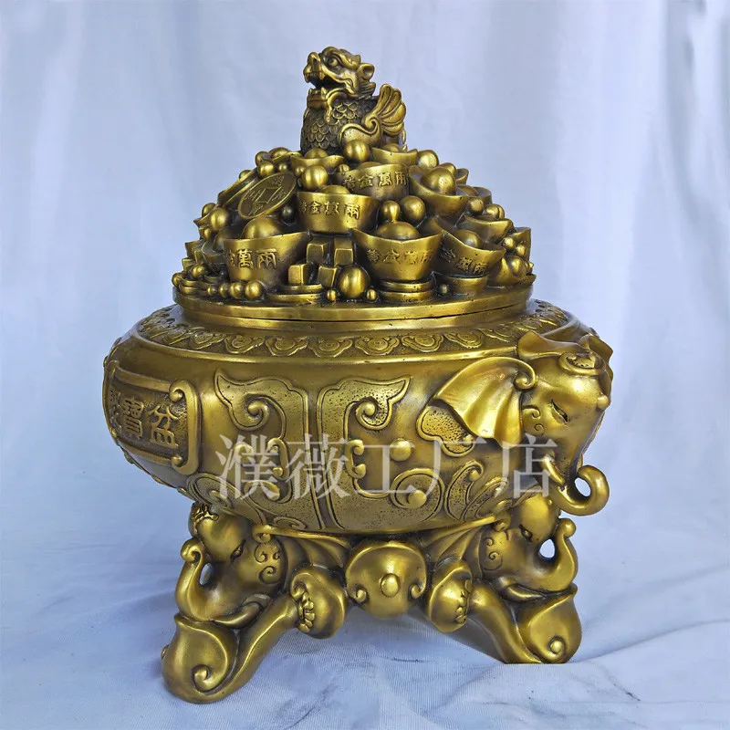 Golden Toad Yuanbao Brass Elephant Treasure Bowl Ornament Home Craft