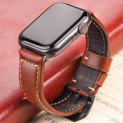 Genuine Leather Watchband For Apple Watch Series 9 8 7 6 5 4 Se Ultra Replacement Strap 49mm 45mm 44mm 42mm 41mm 40mm 38mm Band