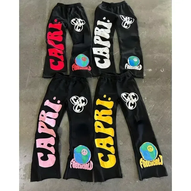 Men's Retro Hiphop Street Fashion Trousers Y2K Casual Harajuku Wide-Leg Pants European American Style Versatile for Women Kids