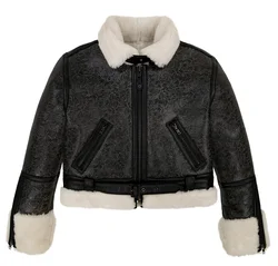 AVIREX nuova taglia americana retrò europea pelliccia di agnello da donna calda casual Shearing B3 bomber giacca in vera pelle