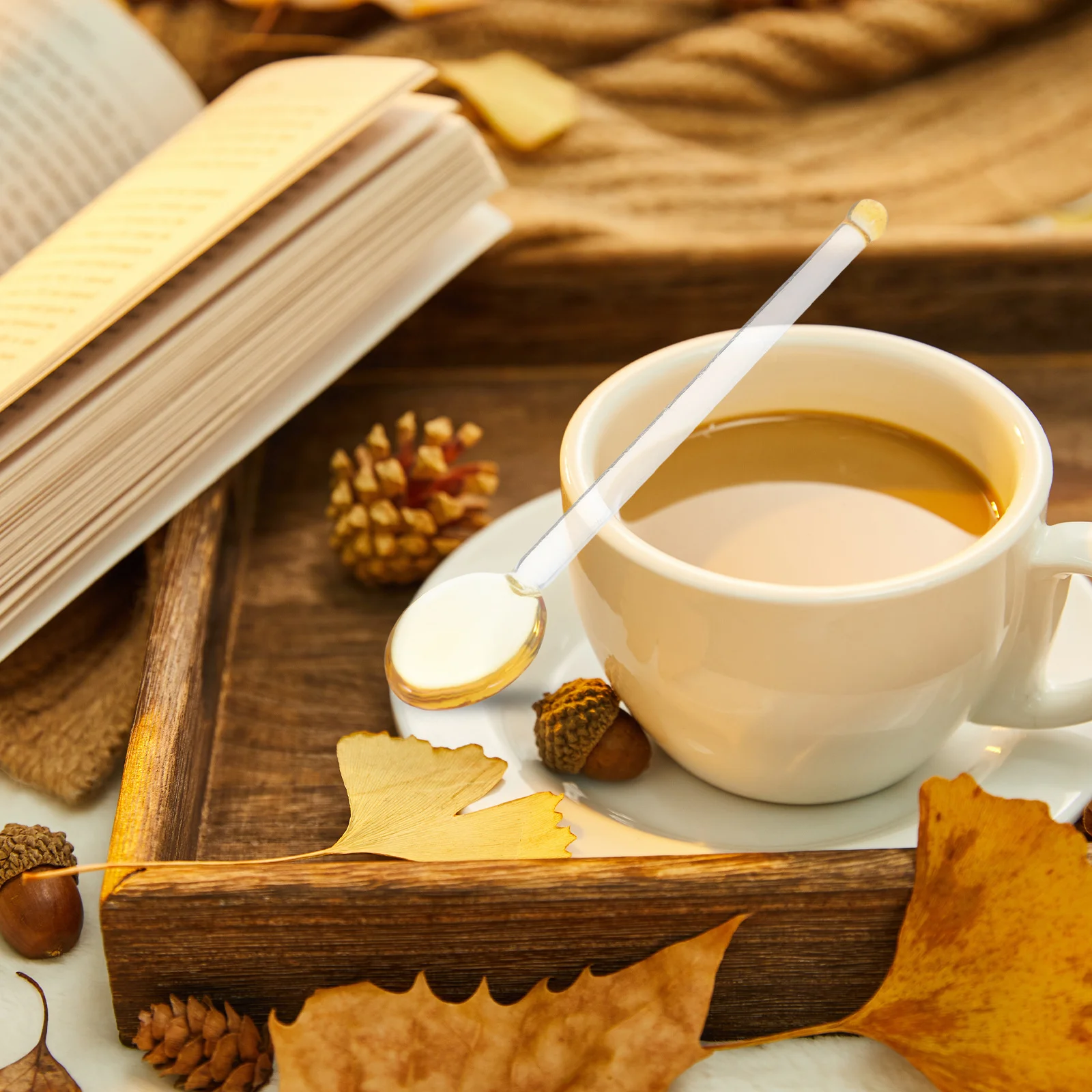 

6Pcs Glass Spoon Heat Resistant Transparent Stirring Rod Set for Coffee Tea Desserts Mixing Small Sugar Spoon Kitchen Utensils