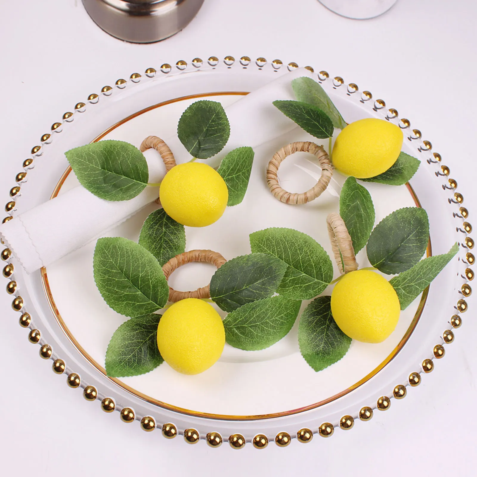 

Artificial Plant Fruit Napkin Buckle Hotel Decoration Restaurants Home Foam Simulation Lemon Napkin Ring Ornaments