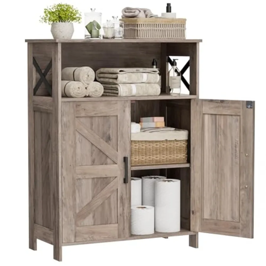 

Farmhouse Bathroom Storage Cabinet with 2 Doors Toilet Paper Cabinet with Adjustable Shelves Small Bathroom Cabinet for Kitchen