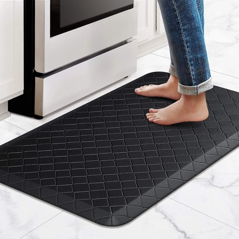 

17.3"x28",Thick Waterproof Non-Slip Mats and Rugs Heavy Duty Ergonomic Comfort Rug for Kitchen,Floor,Office,Sink,Laundry,Black