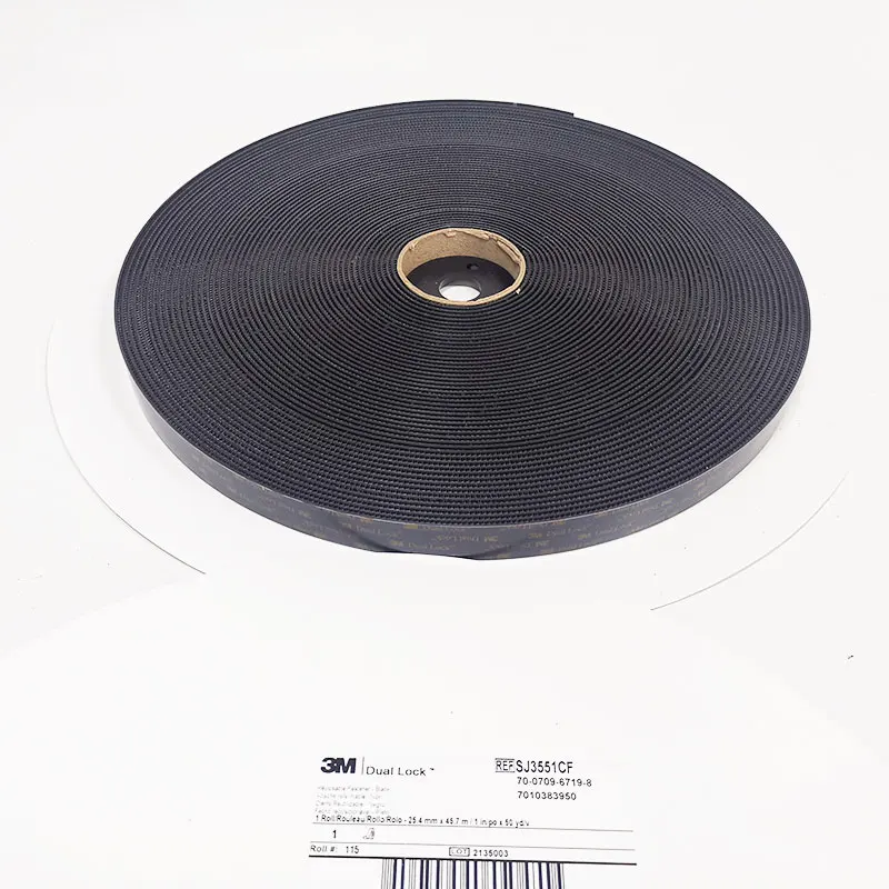 3M Dual Lock SJ3551CF Black V HB Mushroom adhesive Reclosable fastener tape 1in * 50 yards one roll Type 400