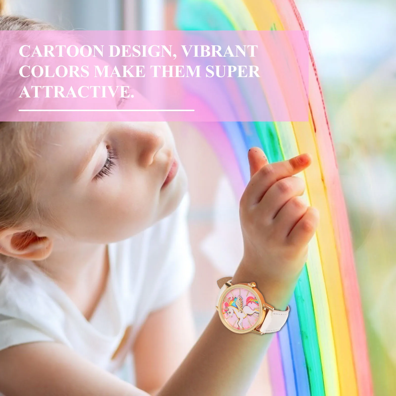 

6 pcs Cartoon Unicorn Watches For s Vibrant Colorful Wrist Adjustable Strap Stylish Bracelet Party Birthday Gift 'S