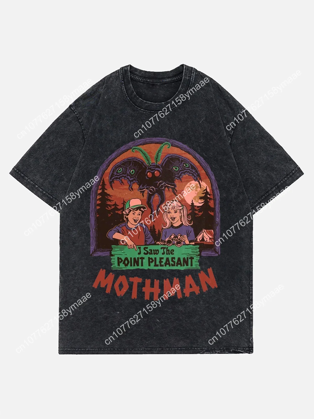 Everyone Loves Magic Devil Print Vintage Wash Oversize Tshirt Cotton T Shirt Men Y2K T-shirt Clothing Top Tee